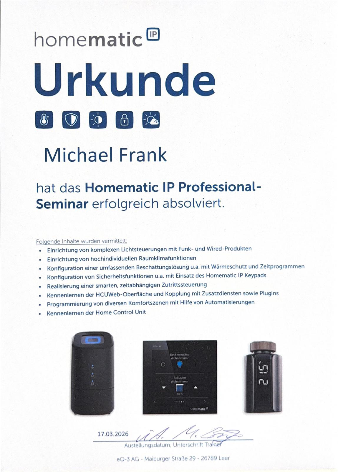 HOMEMATIC IP PROFESSIONAL-SEMINAR
